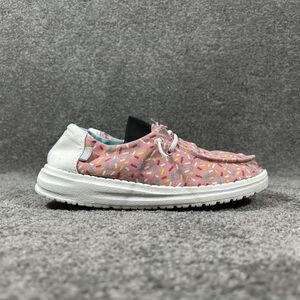 Hey Dude Wendy Youth Birthday Kids Size 2 Multicolor Pink Sprinkles Shoes Used